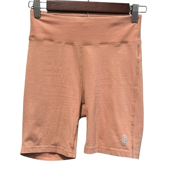 Free People Movement Cotton Blend Tan Biker Shorts High Rise Women’s Size XS - Picture 1 of 9